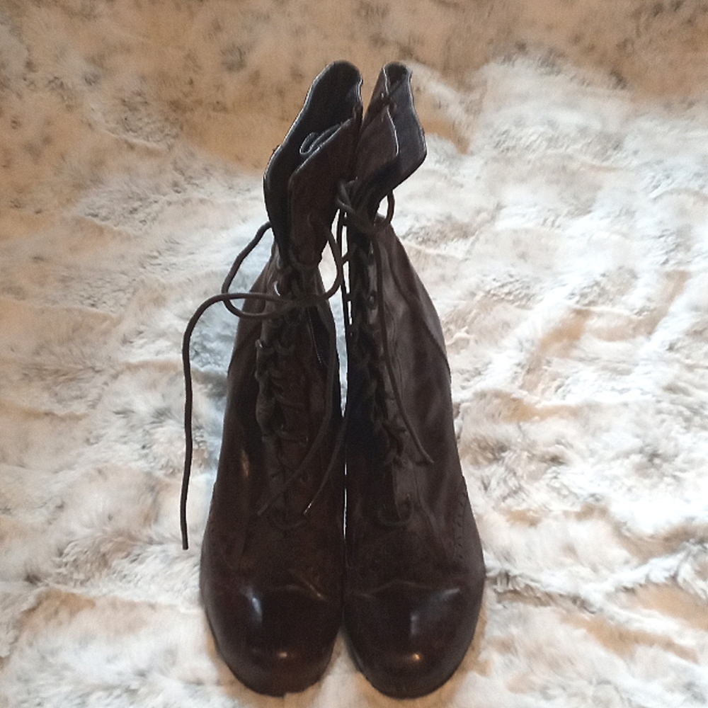 Brown leather boots